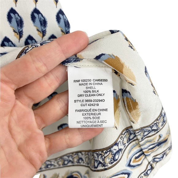 Joie 100% silk feather print blouse top Sz S - Picture 6 of 6